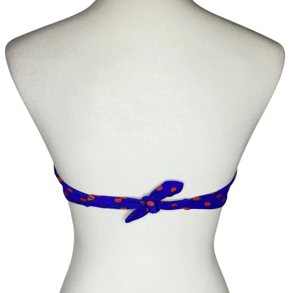 J. Crew Strapless Bandeau Bikini Top & String Bottom Blue Polka Dot Small 32D - Picture 5 of 16
